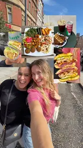 Two creators visit two Leeds-based businesses, North Star Coffee Shop and Akkawifood, to highlight their offerings and promote them as ethical, pro-Palestine choices. The video features a tour of the venues, close-ups of the food and drinks, and the creators' enthusiastic reactions.