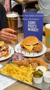 A short, fast-paced promotional reel for Chancers at Saint Paul's Market in Birmingham, featuring close-ups of fried chicken burgers, chicken strips, and drinks. The video highlights the food's texture and the casual atmosphere of the market setting.