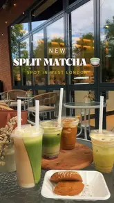 A promotional reel for SLRP, a cafe in West London, highlighting their unique 'split cups' which allow customers to have two different iced drinks in one container.