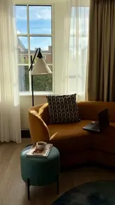 A montage showcasing a staycation at the Hyatt Regency Blackfriars in London, featuring the hotel room, lobby, and a meal at the on-site restaurant.