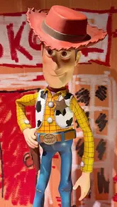 A montage of various immersive sets from the Mundo Pixar exhibition in London, featuring characters and scenes from movies like Toy Story, Up, and Ratatouille.