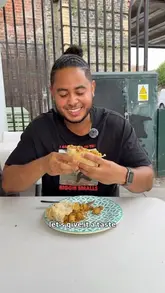 A creator visits Umana Yana in Herne Hill to try Guyanese food for the first time, specifically reviewing the saltfish and potato dish and the curry lamb/beef roti.