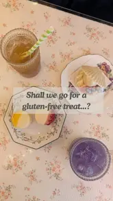 Two creators visit a cafe called Cream Dream to try their gluten-free and dairy-free desserts and drinks, using a popular transition trend to show their journey to the venue.