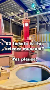 A short, energetic reel showcasing a child interacting with various exhibits at the Thinktank Science Museum in Birmingham, highlighting an affordable ticket offer.