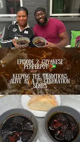 A video featuring a creator and a chef preparing Guyanese Pepperpot at Krazy Kravings, a food kiosk in Balham, London. The video explains the cultural significance of the dish and provides a brief recipe and process overview.