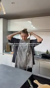 A montage of various one-pan, high-protein meals prepared in a home kitchen, presented by the creator to demonstrate easy cooking routines.