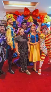 A behind-the-scenes look at the press day for the Whitley Bay Playhouse pantomime production of Snow White, featuring the cast, venue, and event catering.
