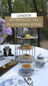 A creator visits a private garden dome at the DoubleTree by Hilton in Kensington for an afternoon tea experience, highlighting the peaceful setting and the food.