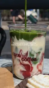 A fast-paced, energetic reel showcasing the new location of Cornhill Coffee, featuring their signature iced matcha and latte drinks, sandwiches, and the friendly atmosphere of the cafe.