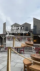 A fast-paced venue tour of Hickory's Smokehouse in Widnes, showcasing the family-friendly facilities including an outdoor play area, a movie room, and a sports lounge, alongside a look at the food and drink menu.