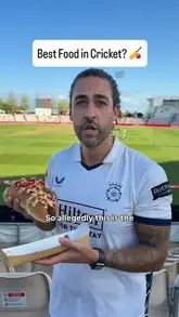 A creator visits the Utilita Bowl during an England vs Sri Lanka cricket match to review the food and atmosphere, showcasing various street food vendors, live entertainment, and the stadium experience.