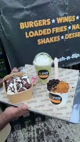 A short promotional video for a takeaway venue in Sheffield, showcasing their menu, including smash burgers, Nashville chicken, milkshakes, and desserts.
