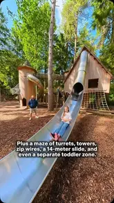 A family-focused reel showcasing the adventure playground and castle grounds at Lowther Castle, highlighting the various play equipment and the historic site.