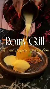 A promotional reel for Romy Gill at The Pem, showcasing the restaurant's new 'Neemat' menu. The video features close-up shots of plated dishes, cocktails, and the restaurant's interior, emphasizing the 'social fine dining' concept.