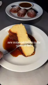 A short, polished montage showcasing a new restaurant in Bath, focusing on their Sunday roast offerings, including roast beef, porchetta, and desserts like burnt Basque cheesecake and sticky toffee madeleines.