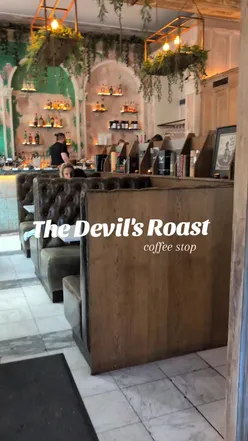 Delicious sandwich and cake at The Devil's Roast, Glasgow. Perfect lunch spot for foodies and coffee lovers.