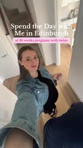 Pregnant vlogger enjoying a day out in Edinburgh at The Pantry and Doodles, capturing special moments before twins' arrival.