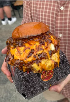 Enjoying delicious burgers in Retford, UK, during the search for the best burgers in Episode 3.