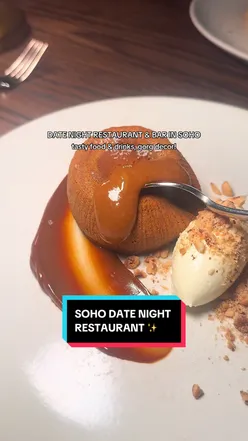 Couple enjoying a romantic dinner in Soho, London, with a cozy ambiance for a date night.