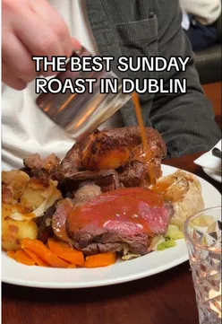 Delicious Sunday Roast served at Hawksmoor Restaurants in Dublin, featuring tender beef and fresh vegetables.