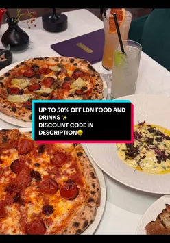 Discount offer for EatClub app users with up to 50% off restaurants in London, featuring a playful design.