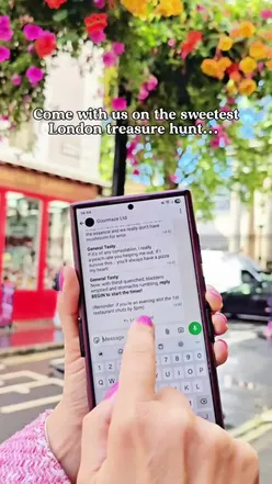 Group enjoying a dessert treasure hunt in London, solving clues and sampling sweet treats along the journey.