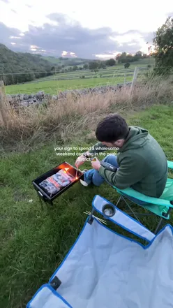 Relaxing weekend camping in the countryside, enjoying nature away from the 9-5 corporate life.