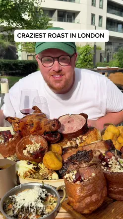 Indulging in the craziest roast dinner in London, featuring roast beef and festive sides #roast #london #foodie