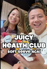 Healthy lunch options at Juicy Health Club in Glasgow's West End, featuring rice boxes and acai whips.