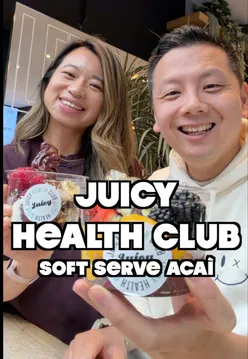 Healthy lunch options at Juicy Health Club in Glasgow's West End, featuring rice boxes and acai whips.