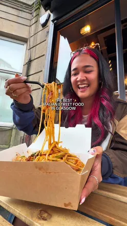 Delicious spicy linguine with prawn and chorizo at Piatto44, the top Italian street food spot in Shawlands, Glasgow.