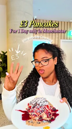 Pancakes for £3 at Fluffy Fluffy in Manchester, a must-visit sweet spot on October 11th!
