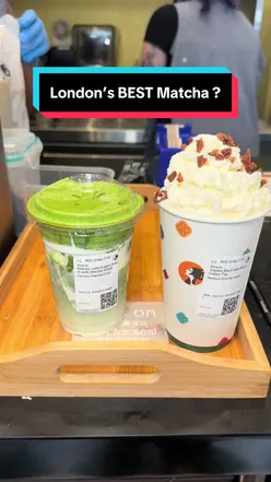 Enjoying Matcha drinks at Charlie's Tea in London, a must-visit hotspot for tea lovers.