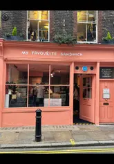 Delicious Pistachio, Burrata & Mortadella sandwich at My Favourite Sandwich in Soho, topped off with a Matcha & White Chocolate cookie.