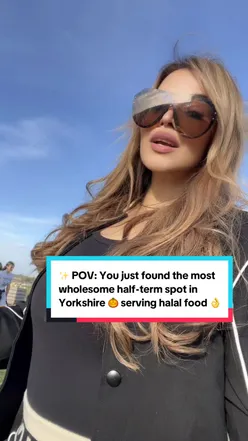 Visitors enjoying a fun day at a Yorkshire pumpkin patch with rides, games, and halal food from The Yorkshire Chai Company.