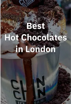 A cozy café in London showcasing various indulgent hot chocolates, perfect for chilly winter days.