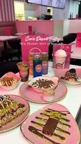 Delicious desserts at Coco's Dessert Factory in Walsall, featuring waffles, milkshakes, and unique Matilda cakes.
