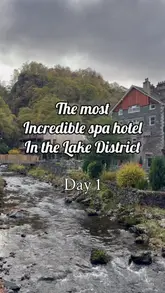 A vlog-style video documenting a stay at Lodore Falls Hotel and Spa in the Lake District. The video features a tour of the suite, the view of the spa pool, and a dinner at the hotel's pan-Asian restaurant, Mizu, highlighting various dishes from their tasting menu.