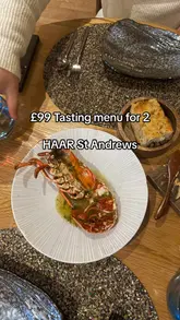 A review of a 5-course tasting menu at Haar in St Andrews, highlighting the quality of the food, the value for money, and the overall dining experience. The video includes shots of the menu, the dishes, the interior, and the atmosphere.