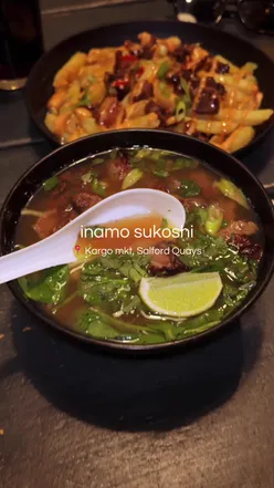 Come with us to the new @inamo 🍣✨ at @Kargo MKT 🍜✨ as a family of four to check out their brand-new spot, and honestly… it’s such a good one for sharing. We tried the dirty duck fries, Korean BBQ Ribs, Duck Ramen & Wolfs Fave Dragon Rolls! Both kids got stuck in trying everything and everything tasted Fab! It’s deffo one we will head back to soon!  If you’re looking for a relaxed, family-friendly place to eat with great food and atmosphere, this is definitely one to add to your list. 📍 Inamo Sukoshi, Kargo MKT, Salford Quays #prinvite