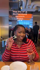 A creator reviews the bottomless brunch experience at Roka, showcasing a variety of Japanese dishes including sushi, fried chicken, ribs, and a dessert platter. The video features the creator's commentary on the food and the overall experience, highlighting the value and quality of the brunch.