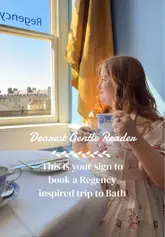A travel-focused reel showcasing a Regency-themed weekend in Bath, featuring visits to the Jane Austen Centre, a hotel stay, afternoon tea, and sightseeing at the Roman Baths.