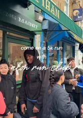 Group of runners participating in a 5k run with Alon Run Club at a scenic location in London.