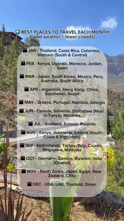 Planning trips at the wrong time can ruin the experience — crowds, bad weather, higher prices. 😩 As a travel agent, this is my month-by-month guide to help you travel smarter, not harder.✈️🌍 Whether you want beaches, safaris, city breaks, or nature escapes — there’s always a perfect destination for every month. Which month are you planning your next trip?  #TravelTips #BestTimeToTravel #Wanderlust #TravelReels 