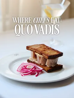 Celebrating 100 years of Quo Vadis: Smoked eel sandwich, pie of the day, and two recommended desserts in London.