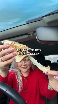 Enjoying a cheesy toastie at Toastie Box in Glengormley, Northern Ireland, located at Valley Park Layby.