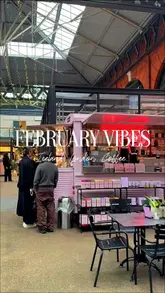A visual diary compilation showing Icelandic landscapes, London city scenes, and a warm cup of coffee, representing February travels.