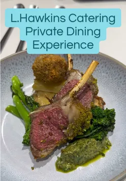 Private fine dining experience with L. Hawkins Catering, featuring exceptional 4-course meals in a personalized setting.