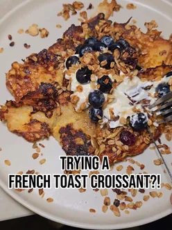 Delicious date matcha latte and French toast croissant at Axis Coffee in North West London, perfect for Ramadan cravings.