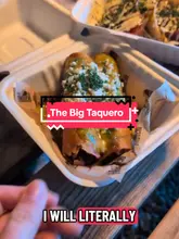 A vlog-style review of The Big Taquero in Dumbarton, Scotland. The creator highlights their love for Mexican food and reviews several dishes including beef birria tacos, pork belly tacos, and jalapeno hash browns, while also showing the outdoor seating area.